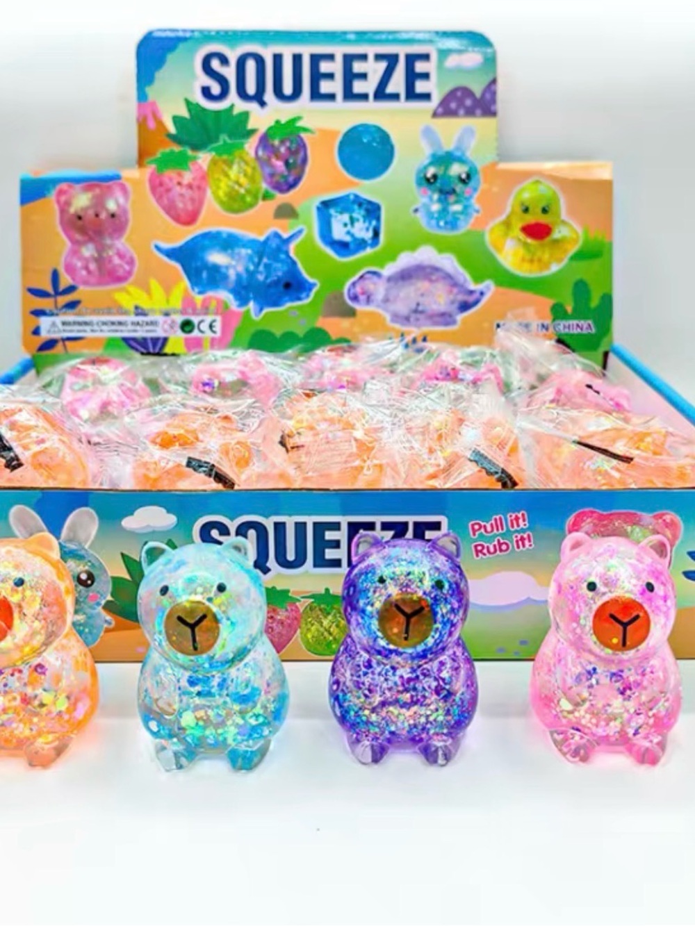 Light Up Squeeze Glitter Bear Squish Sensory Toy